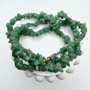 Vintage Aventurine Stone Chip Long Beaded Necklace Barrel Clasp 28”